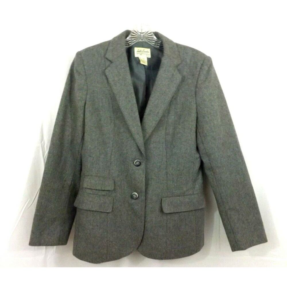 Paula Brooks Original Womens Blazer Jacket Size 8 Wool Blend Gray 2 Button